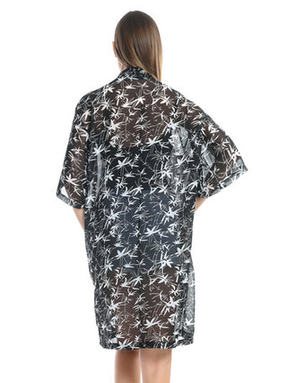 D&W Sheer Bamboo Print Kimono