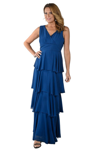 Frank Lyman  v neck, empire waist, Long Tiered Gown -239371