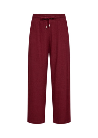 Maroon pants with a drawstring on a white background