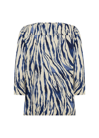 Blue and white zebra patterned skirt on a white background
