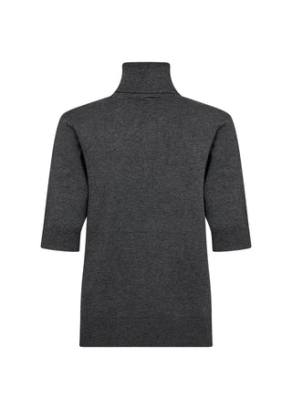 Dark gray turtleneck sweater on a white background