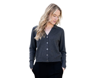 Marble Collared Cardigan Sweater