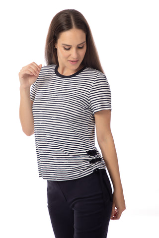 Short Sleeve Stripe Ruched Top