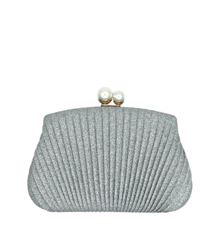 Crystale Shimmer Pleated Pearl Clutch