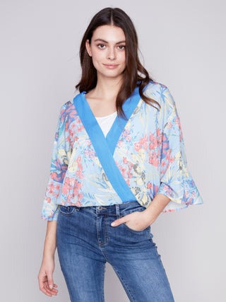 Printed Overlap blouse