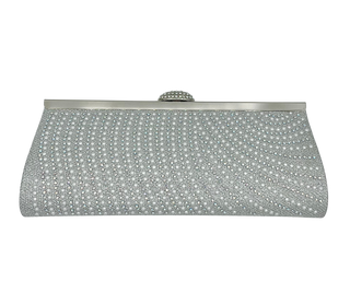 Crystale oblong pearl rhinestone clutch