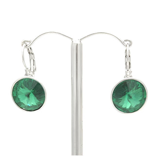 Crystal Waters French Hook Silver Emerald Earring