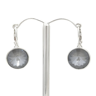 Crystal Waters French Hook Silver Dk. Grey Earring