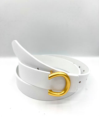 Ladies Gold Horseshoe Buckle Belt+