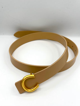 Ladies Gold Horseshoe Buckle Belt+