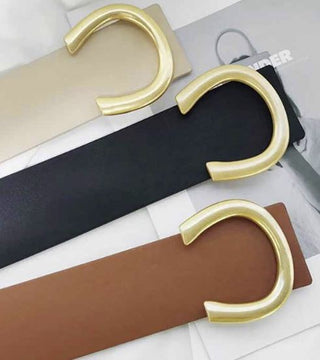 Ladies Gold Horseshoe Buckle Belt+