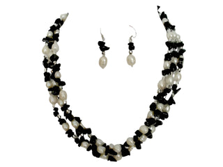 Opal & Tide  Pearl and Onyx Necklace