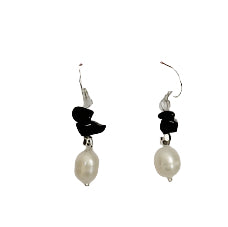 Opal & Tide  Pearl and Onyx Earring
