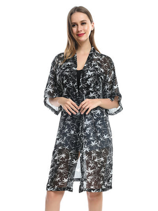 D&W Sheer Bamboo Print Kimono
