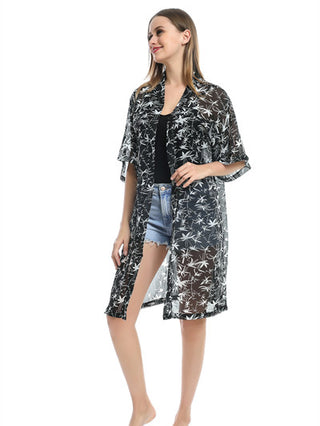 D&W Sheer Bamboo Print Kimono