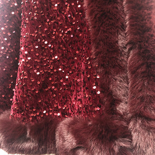 D & W Faux Fur Sequin Cape