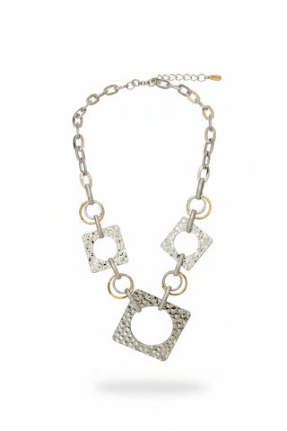 AquaLuxe Two tone Circle/Square Necklace
