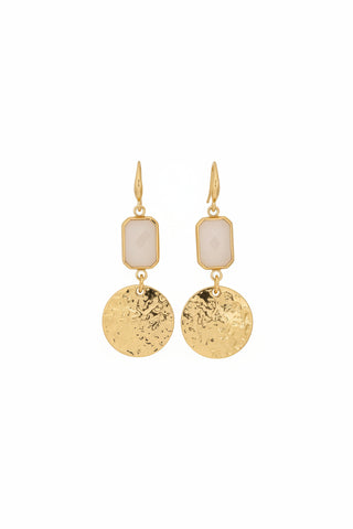 Merx Hammered Disc & Gemstone Drop Earrings