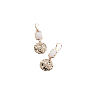 Merx Hammered Disc & Gemstone Drop Earrings
