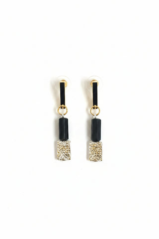 Merx Mixed Metal Drop Earring -Black