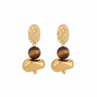 Merx Gold & Marbled Stone Drop Earrings
