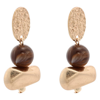 Merx Gold & Marbled Stone Drop Earrings