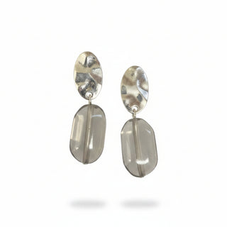 Merx  Silver & Smoky Resin Drop Earrings