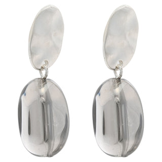 Merx  Silver & Smoky Resin Drop Earrings