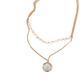 Merx Double Strand Medallion Necklace