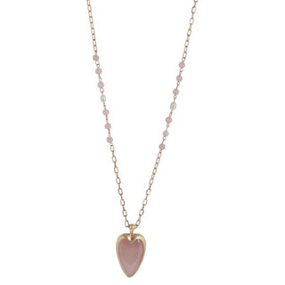 Merx Rose Quartz Heart Necklace