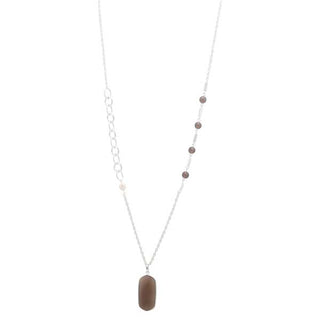 Merx Grey Beaded Silver Necklace
