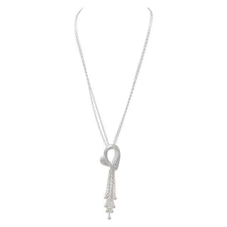 Merx Silver Heart Tassle Necklace