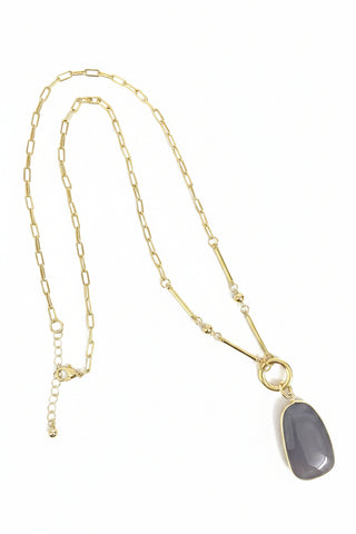 Merx Blue Agate Charm Necklace