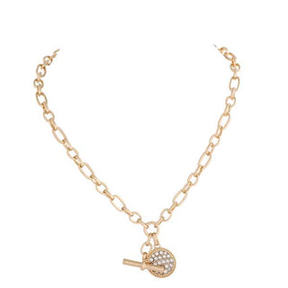 Merx Gold Chain with Rhinestone Medallion Necklace