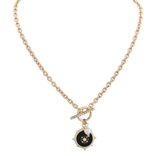 Merx Black Nautical Wheel Necklace