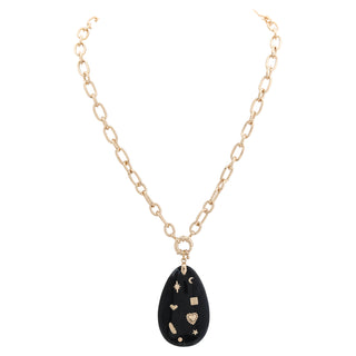 Merx Long Chain with Black Teardrop Resin Pendant