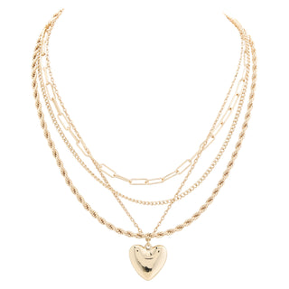 Merx 4 Chain Heart Pendant Necklace