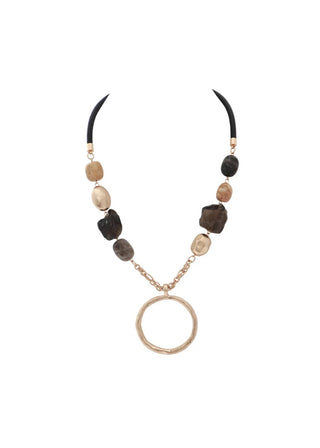 Merx  Stone & Hammered Pendant Necklace