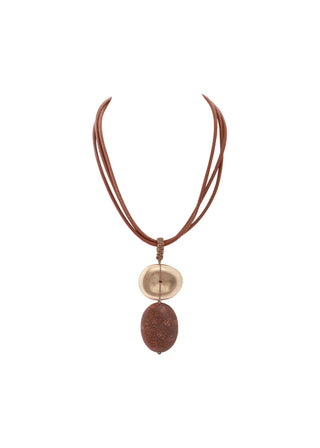 Merx  Stacked Pebble Leather Cord Necklace
