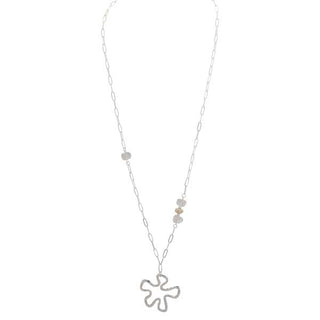 Merx Silver Crystal and Daisy Necklace