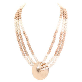 Merx 3 Strand Wooden Beaded Necklace