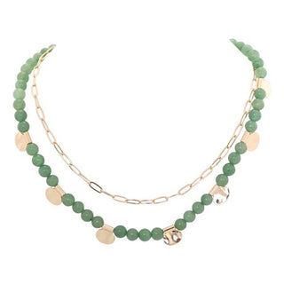 Merx Shiny Gold Jade Necklace