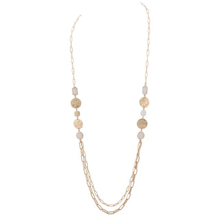 Merx Gold White Agate Necklace