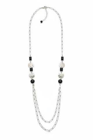 Merx Silver Black Agate Necklace