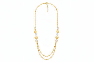 Merx Gold White Agate Necklace