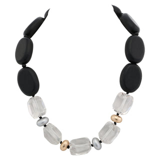 Merx Black Wooden Oval Necklace