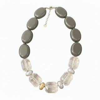 Merx Black Wooden Oval Necklace