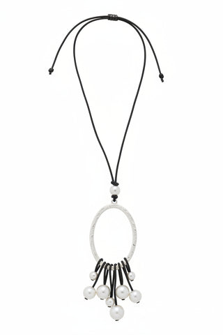 Merx Silver Hammered Oval Necklace
