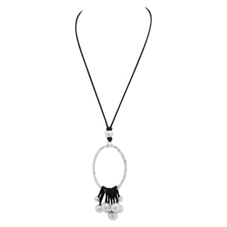 Merx Silver Hammered Oval Necklace