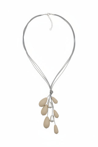 Merx Boho Teardrop Charm Necklace-Taupe